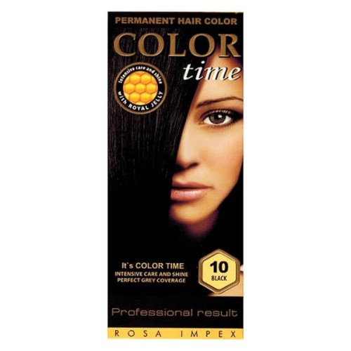 Color Time Permanentní Barva na vlasy 10 Černá 100 ml