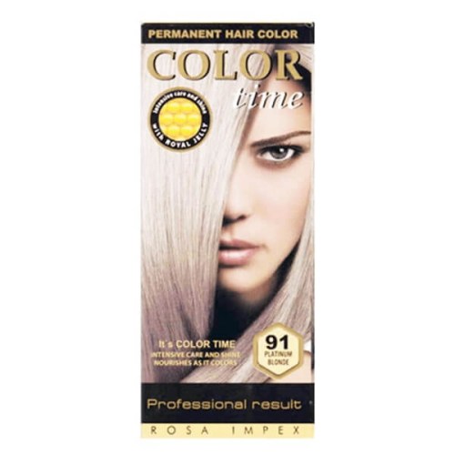 Color Time Permanentní Barva na vlasy 91 Platinová blond 100 ml