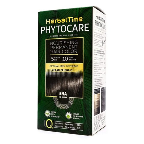 Herbal Time Phytocare permanentní barva na vlasy natural Vegan 5NA ice brown 130 ml